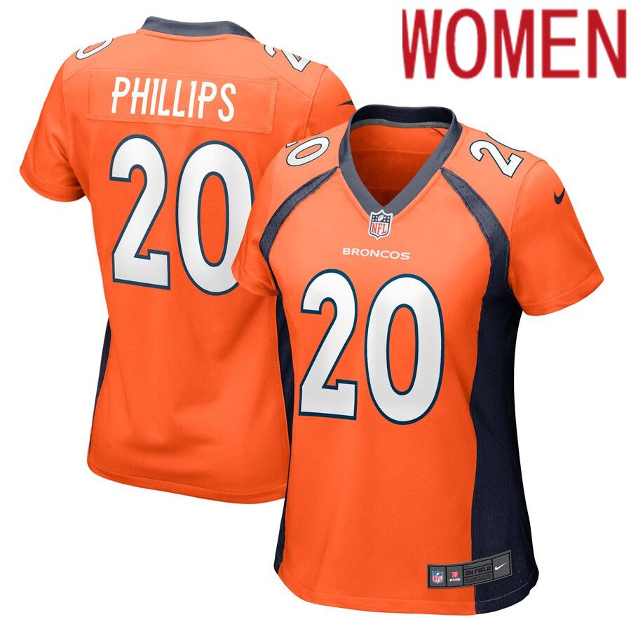 Women Denver Broncos 20 Darius Phillips Nike Orange Game Player NFL Jersey